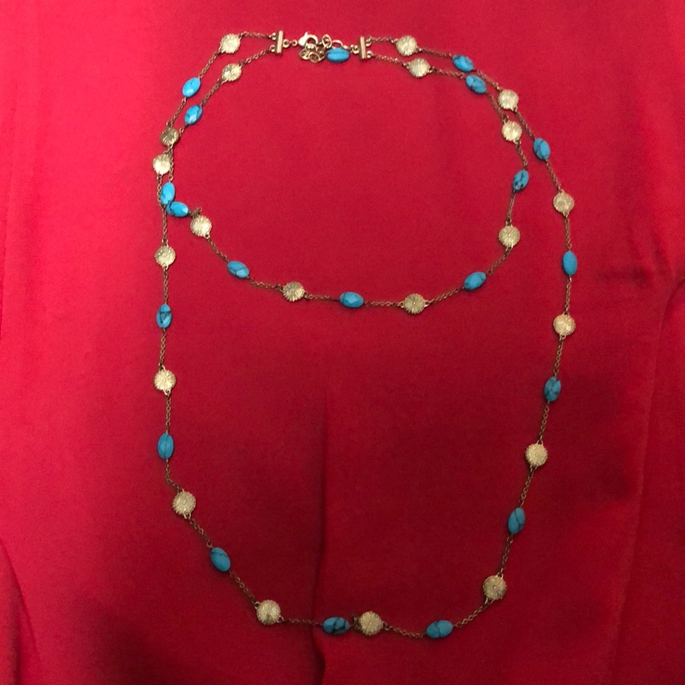Banana republic faux gold and turquoise necklace